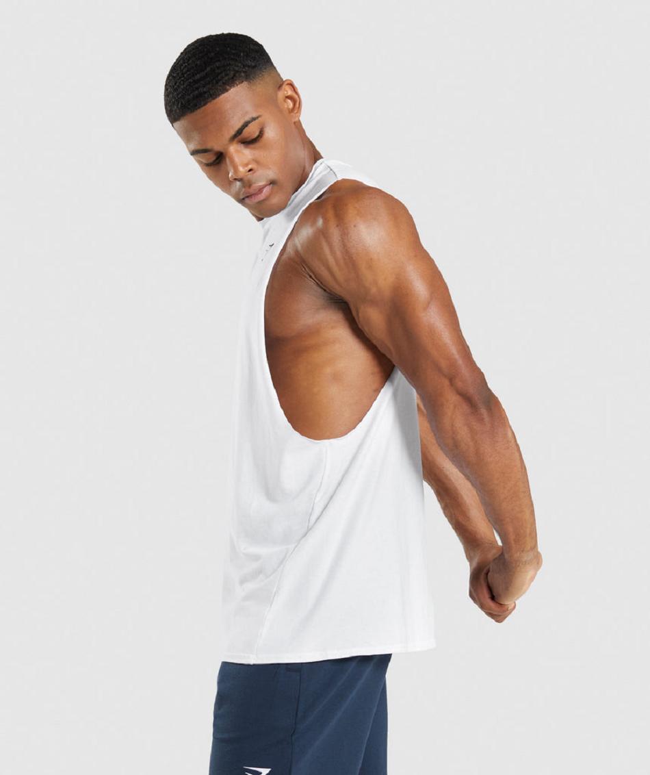 Camiseta Tirantes Gymshark Critical 2.0 Drop Arm Hombre Blancas | CO 3238FDN